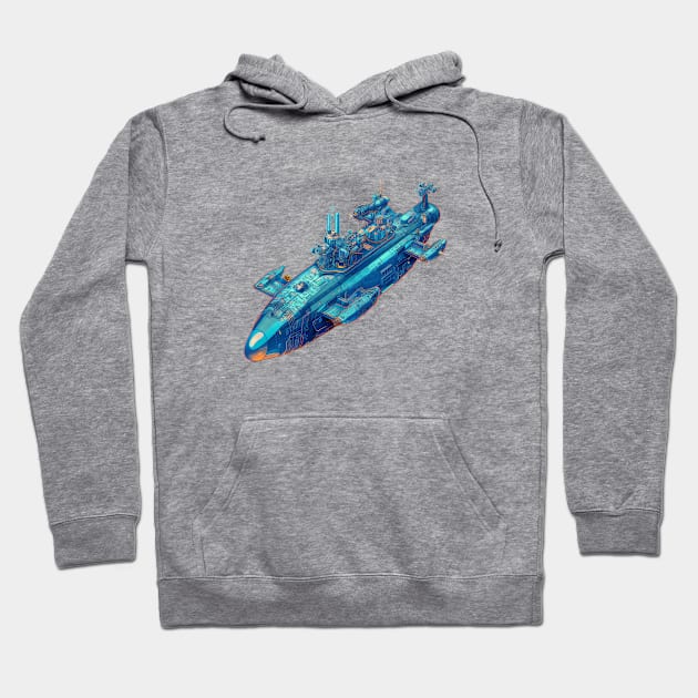 Psychedelic Futuristic Style Submarine Hoodie by DavidLoblaw